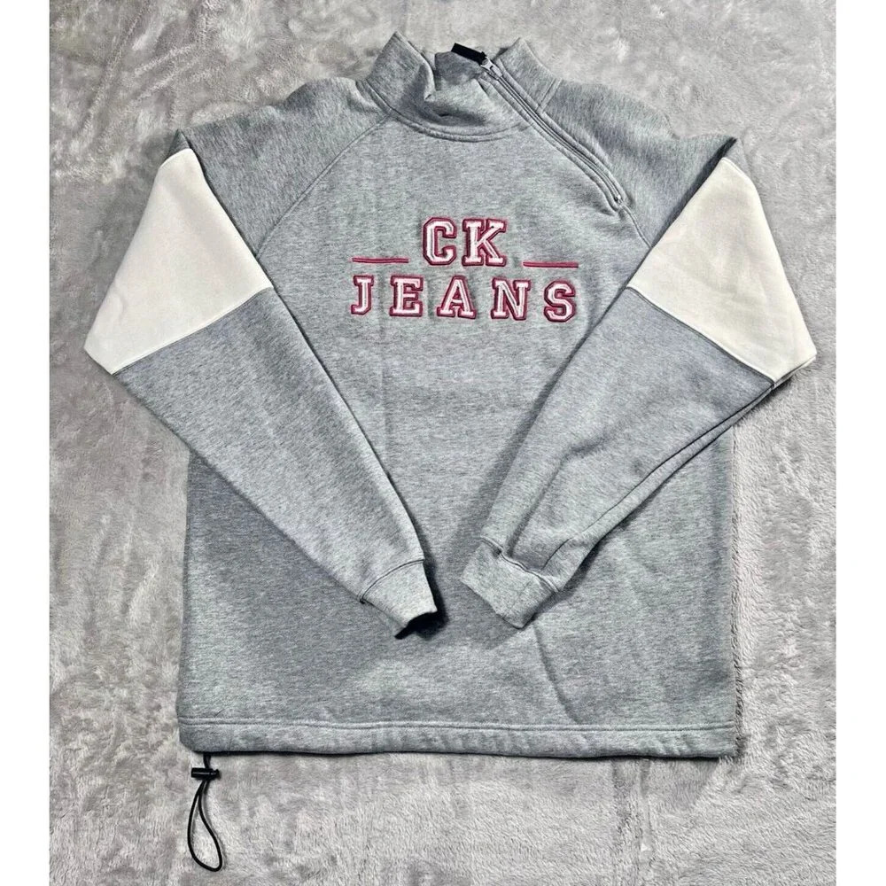 Calvin Klein Sweater mens Adult Medium Gray Spell Out Logo Pullover Sweatshirt